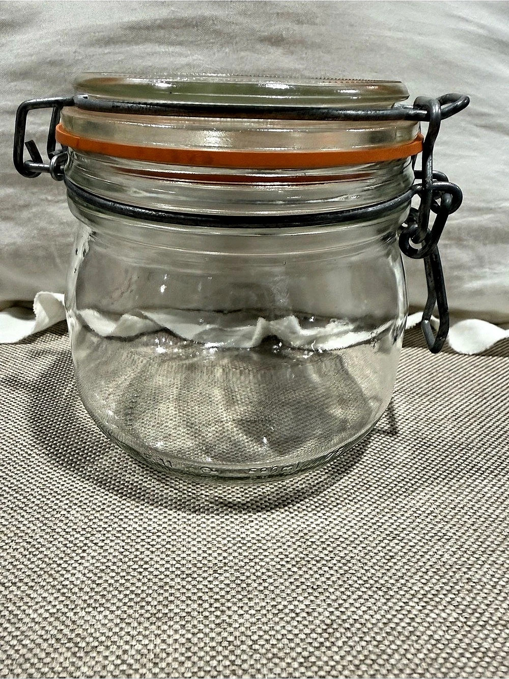Le Parfait Super Jar 500ml Glass Food Storage Jar, Clear & Orange